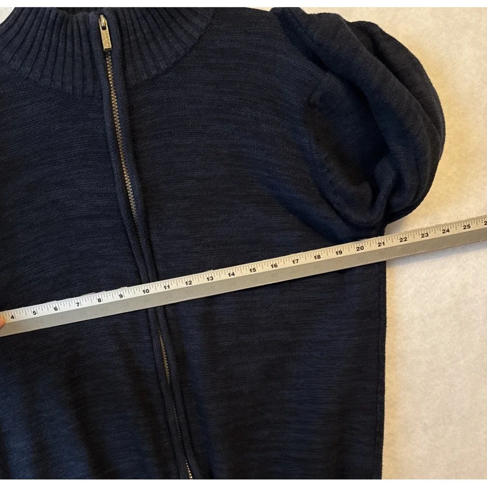Tricots St Raphael Mock‎ Neck Full Zip Knit Cardigan Sweater Men's L Navy Preppy